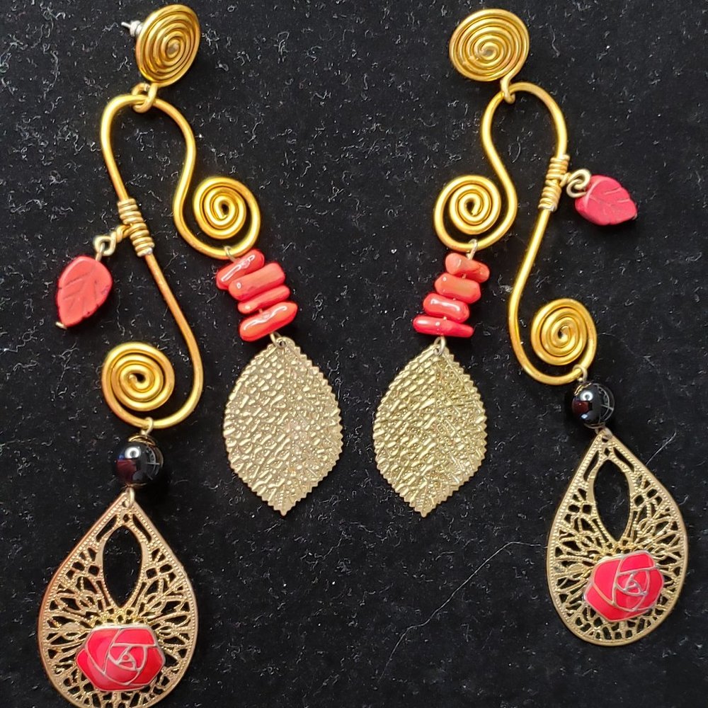 Imported Women Red Gold Earrings